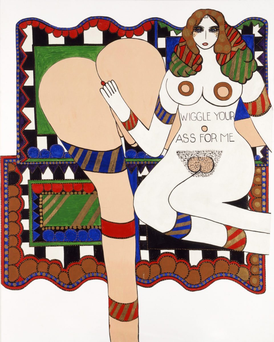 Dorothy Iannone, Wiggle Your Ass For Me, 1970, acrylic on canvas mounted on canvas 190 x 150 cm© All rights reserved, Courtesy of the artist and Air de Paris, Paris.