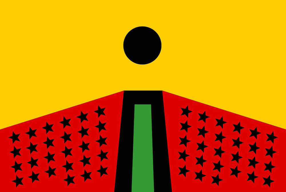 Larry Achiampong
PAN AFRICAN FLAG FOR THE RELIC TRAVELLERS ALLIANCE
2017
Courtesy the artist 
