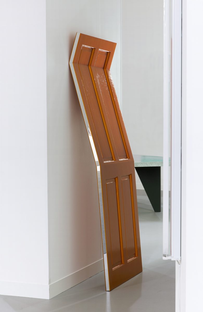 Jim Lambie  Ice Zip, 2017 Wooden door, perspex mirror, automative paint 76 x 37 x 189.50 cm 29.9 x 14.6 x 74.6 in  Image courtesy of the Artist and The Modern Institute/Toby Webster Ltd, Glasgow Photo: Dawn Blackman