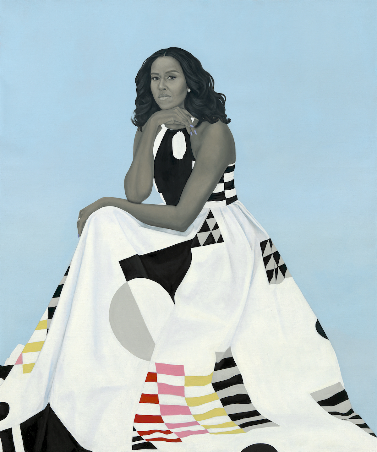 Michelle LaVaughn Robinson Obamaby Amy Sherald, oil on linen, 2018. National Portrait Gallery, Smithsonian Institution. The National Portrait Gallery is grateful to the following lead donors for their support ofthe Obama portraits: Kate Capshaw and Steven Spielberg; Judith Kern and Kent Whealy; Tommie L. Pegues and Donald A. Capoccia.