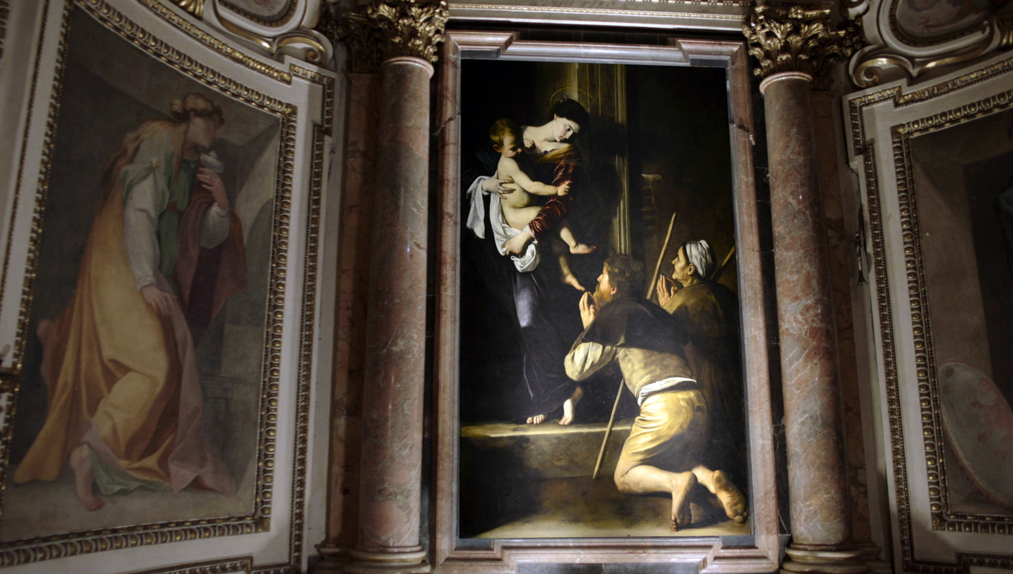 Madonna di Loreta, Caravaggio (1606) – located in the Cavalletti Chapel of the church of Sant'Agostino, Rome, Italy. Photographer: Nutopia