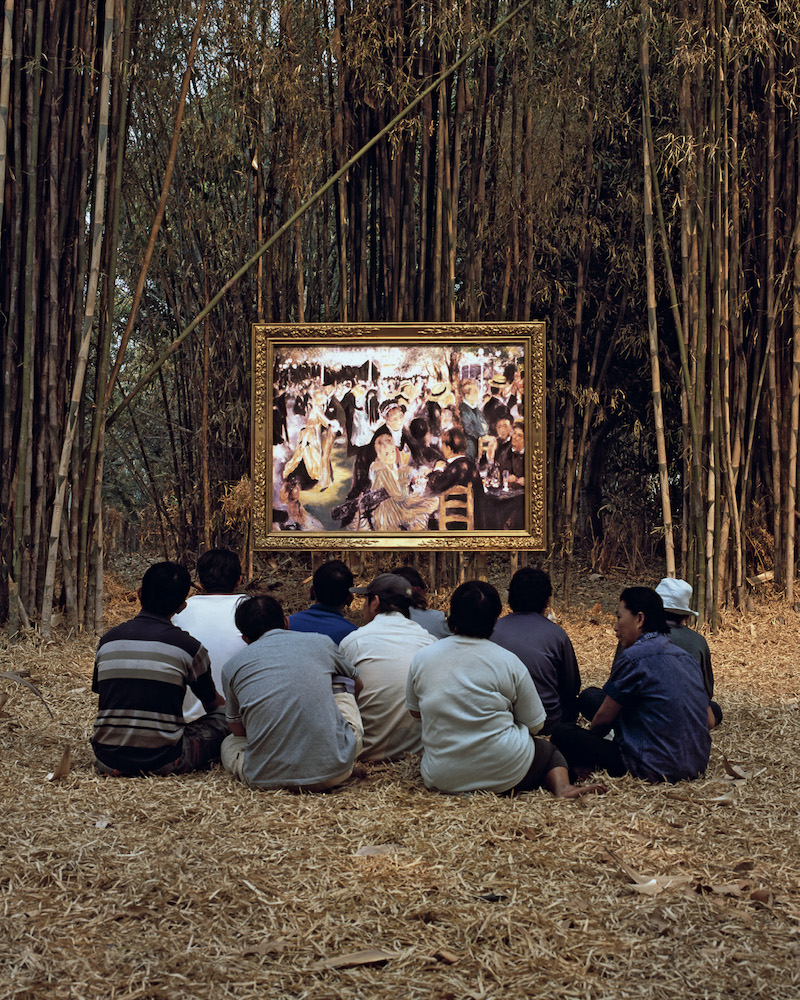 Araya Rasdjarmrearnsook, Renoir’s Ball at the Moudin de la Galette and the Thai Villagers, from the series Dow Song Duang (The Two Planets), 2008, video still. Courtesy the artist and Tyler Rollins Fine Art, New York