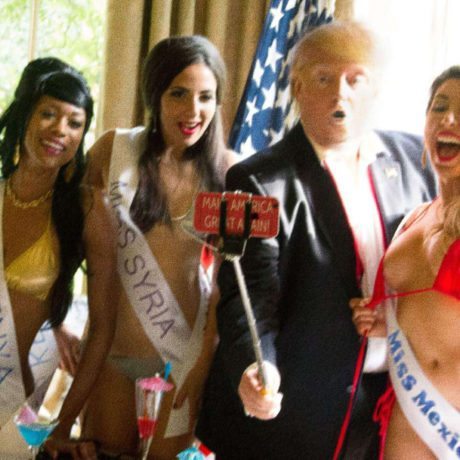 Alison Jackson, Trump selfie with selfiestick with Miss Kenya, Miss Syria, Miss Mexico, 2016 with Raffaella De Chirico