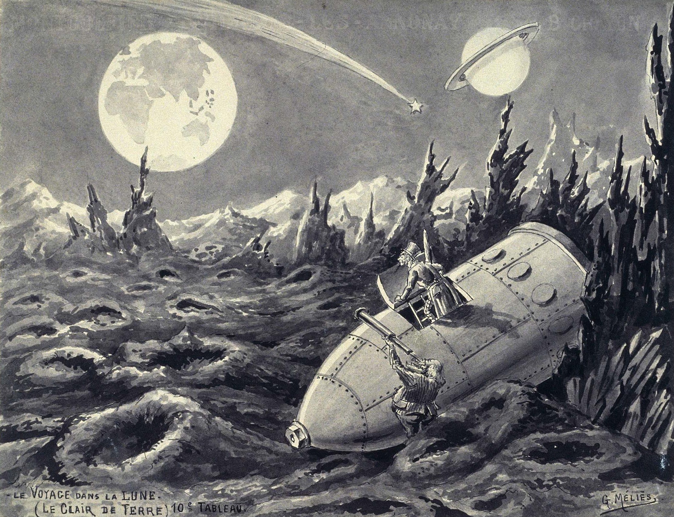 Georges Melies, Le voyage dans la lune Le clair de terre. Courtesy collection of the Cinematheque Francaise