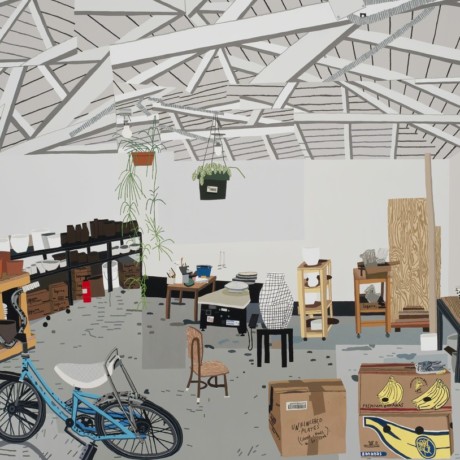 Shio's Studio on Palms, 2015, courtesy the artist and Gagosian Gallery Josh Wood painting studio collage