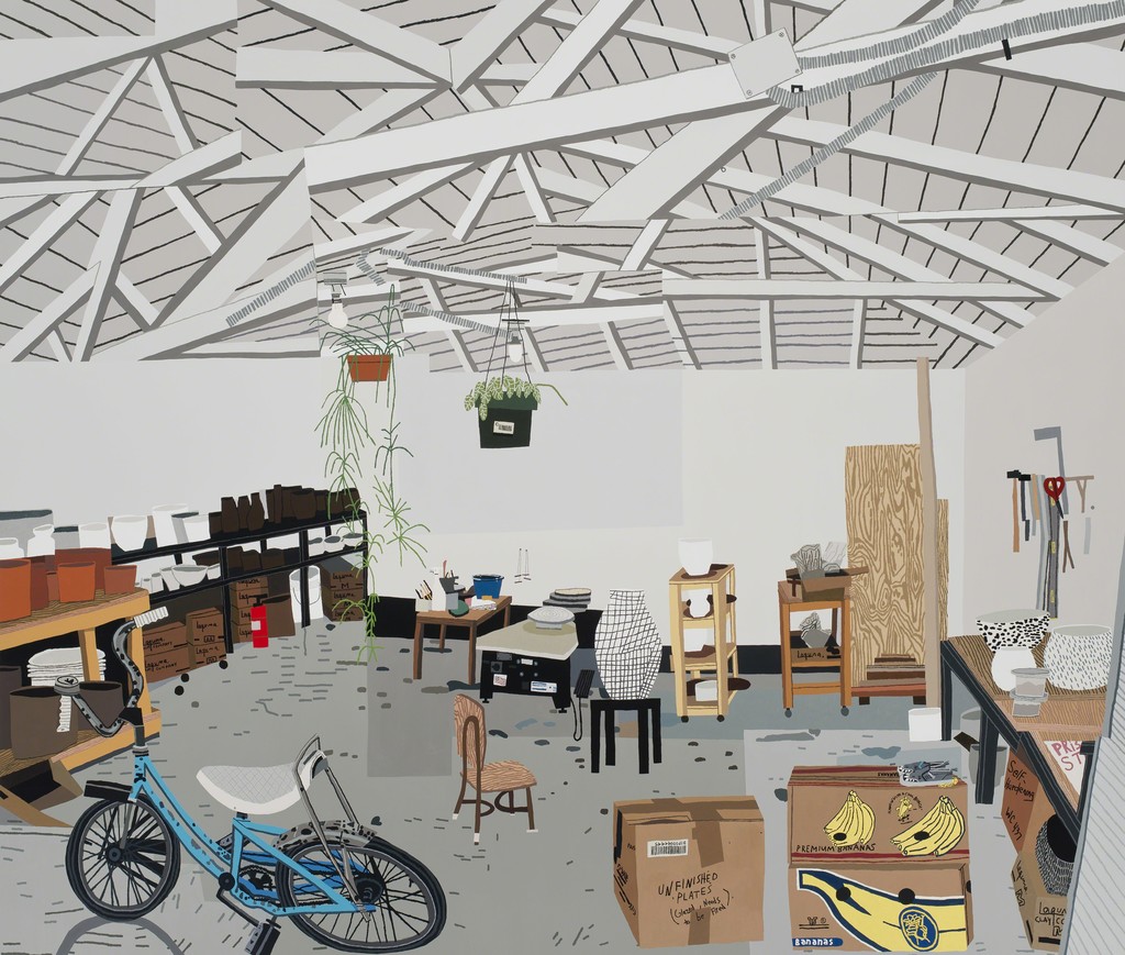 Shio's Studio on Palms, 2015, courtesy the artist and Gagosian Gallery Josh Wood painting studio collage 
