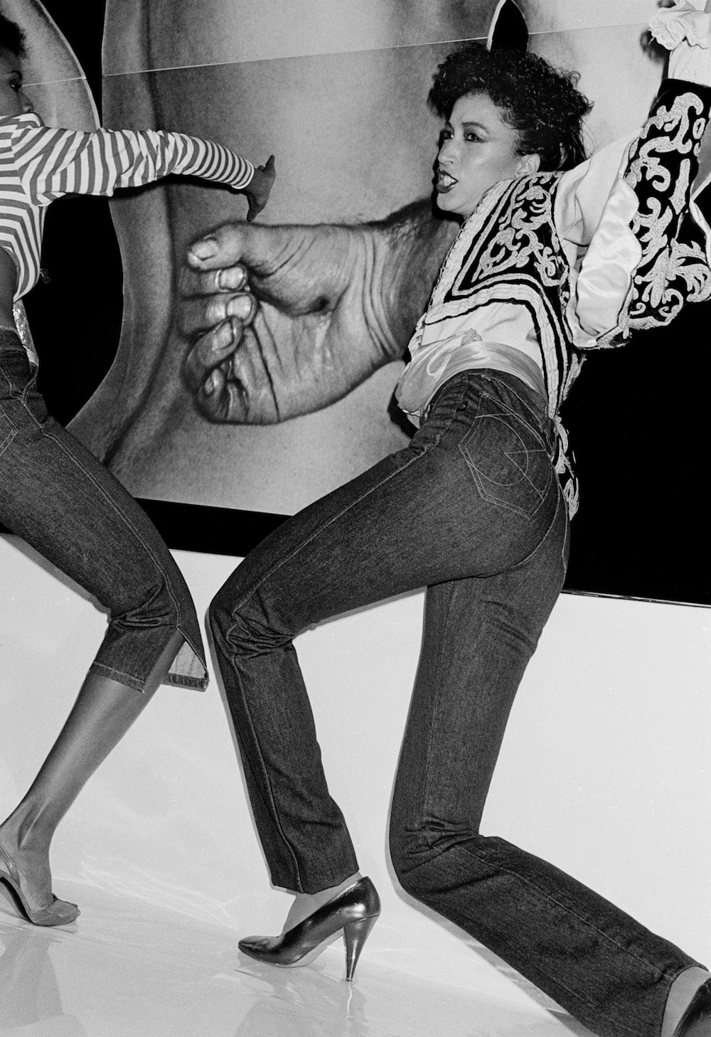Pat Cleveland wearing Studio 54 jeans. Photo by Roxanne Lowit