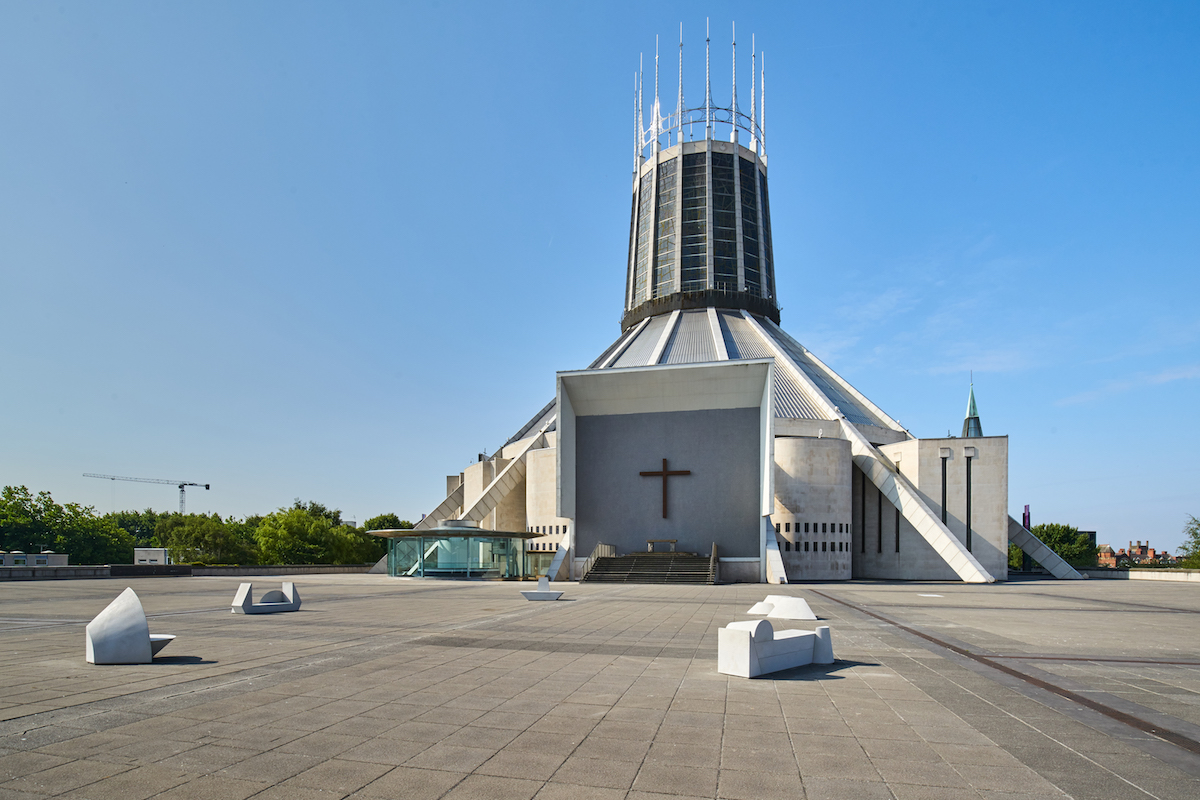 Ryan Gander with Jamie Clark, Phoebe Edwards, Tianna Mehta, Maisie Williams and Joshua Yates, From five Minds of Great Vision (The Metropolitan Cathedral of Christ the King disassembled and reassembled to conjure resting places in the public realm), 2018. Photo: Rob Battersby