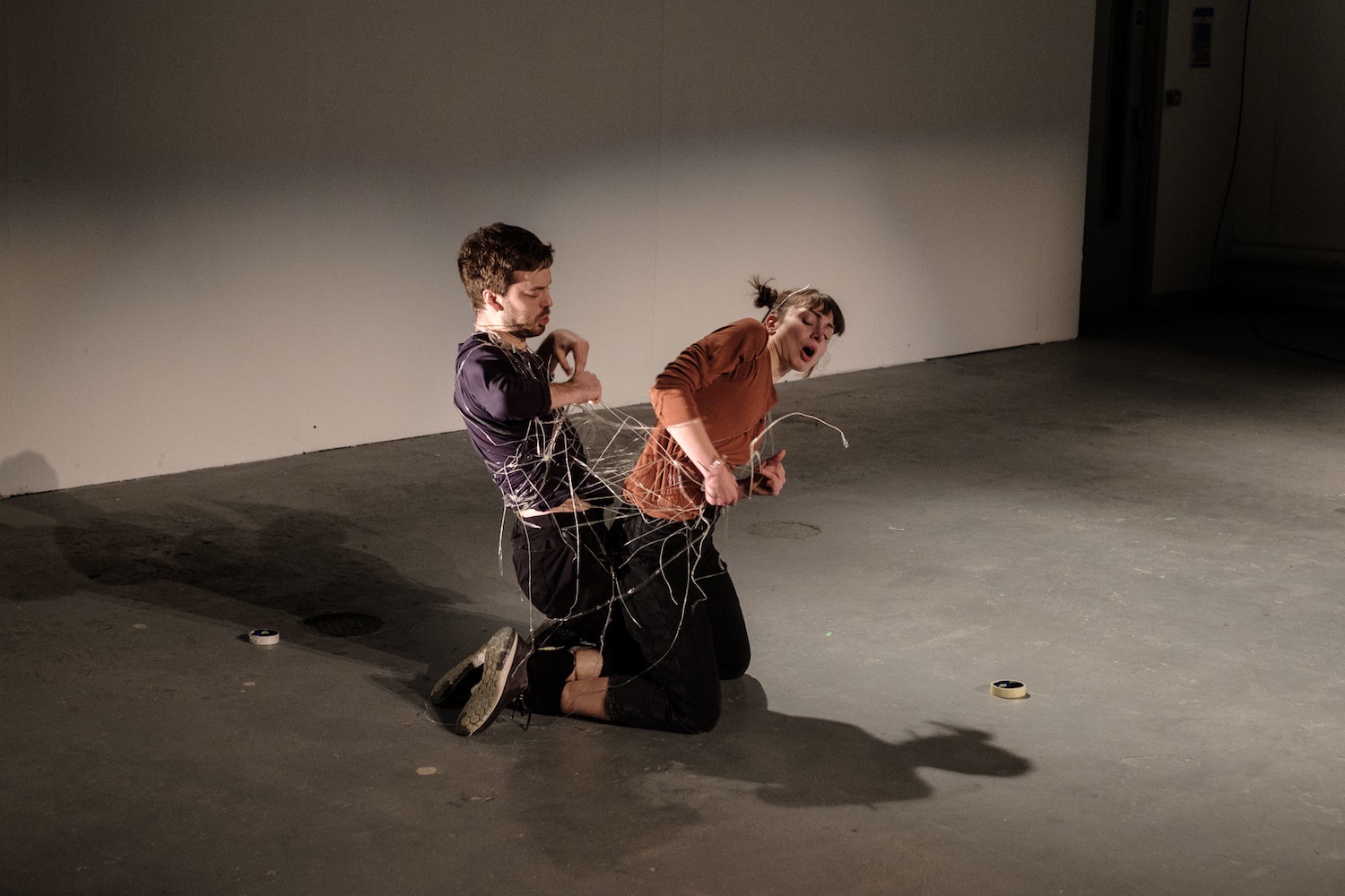 Tape Piece by Andy Ingamells and Maya Verlaak performed by Rowland Hill (right) and Jack Sheen at London Contemporary Music Festival, 2017