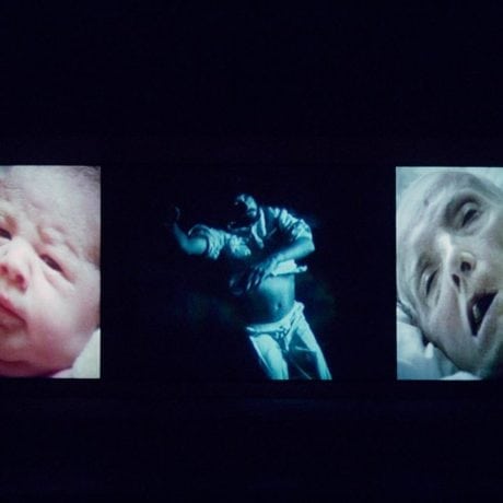Bill Viola, Nantes Triptych, 1992. Video/sound installation. Courtesy Bill Viola Studio. Photo: Kira Perov