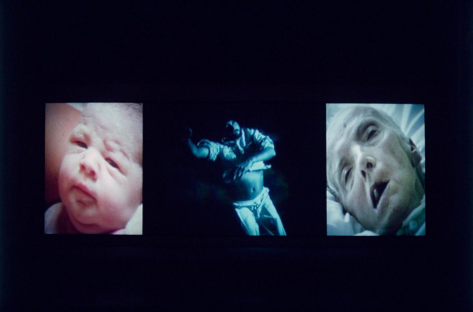 Bill Viola, Nantes Triptych, 1992. Video/sound installation. Courtesy Bill Viola Studio. Photo: Kira Perov