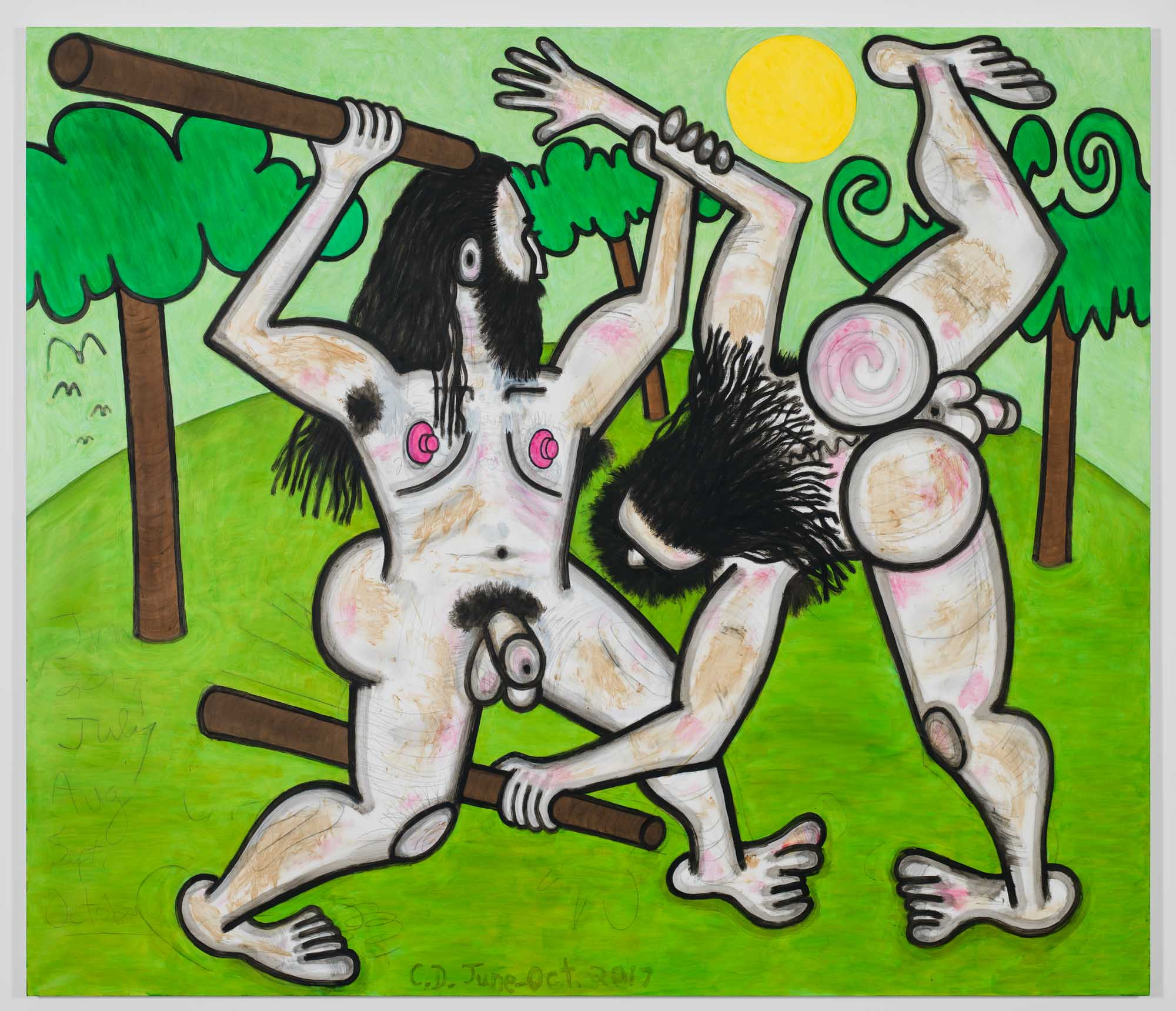 Carroll Dunham, Wrestlers. Â© Carroll Dunham. Courtesy the artist and Gladstone Gallery, New York and Brussels