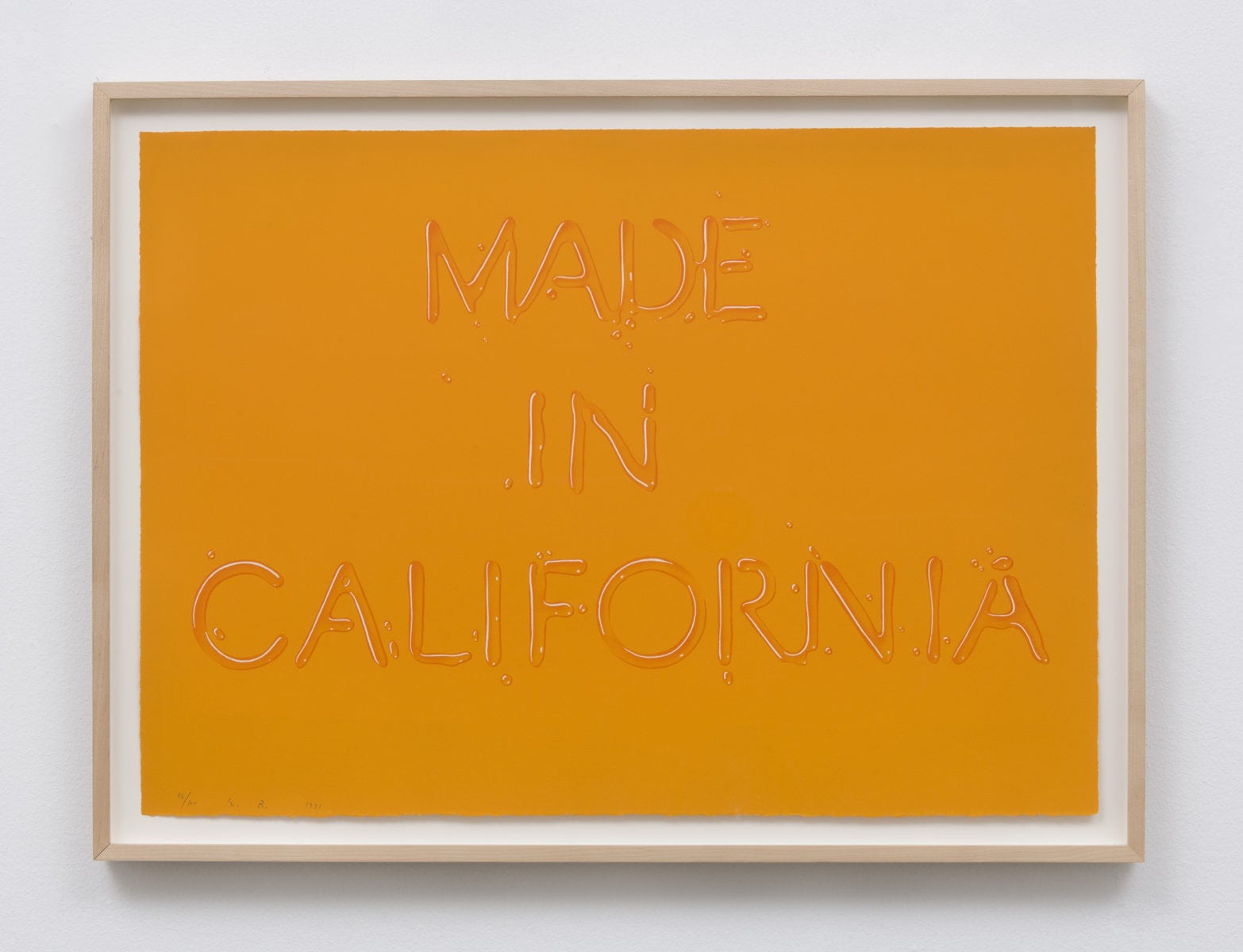 Ed Ruscha California Screenprint on white Arches paper, 20 x 28 inches Edition of 100 + 12 AP. Photo by Jeff McLane. Courtesy Honor Fraser Gallery