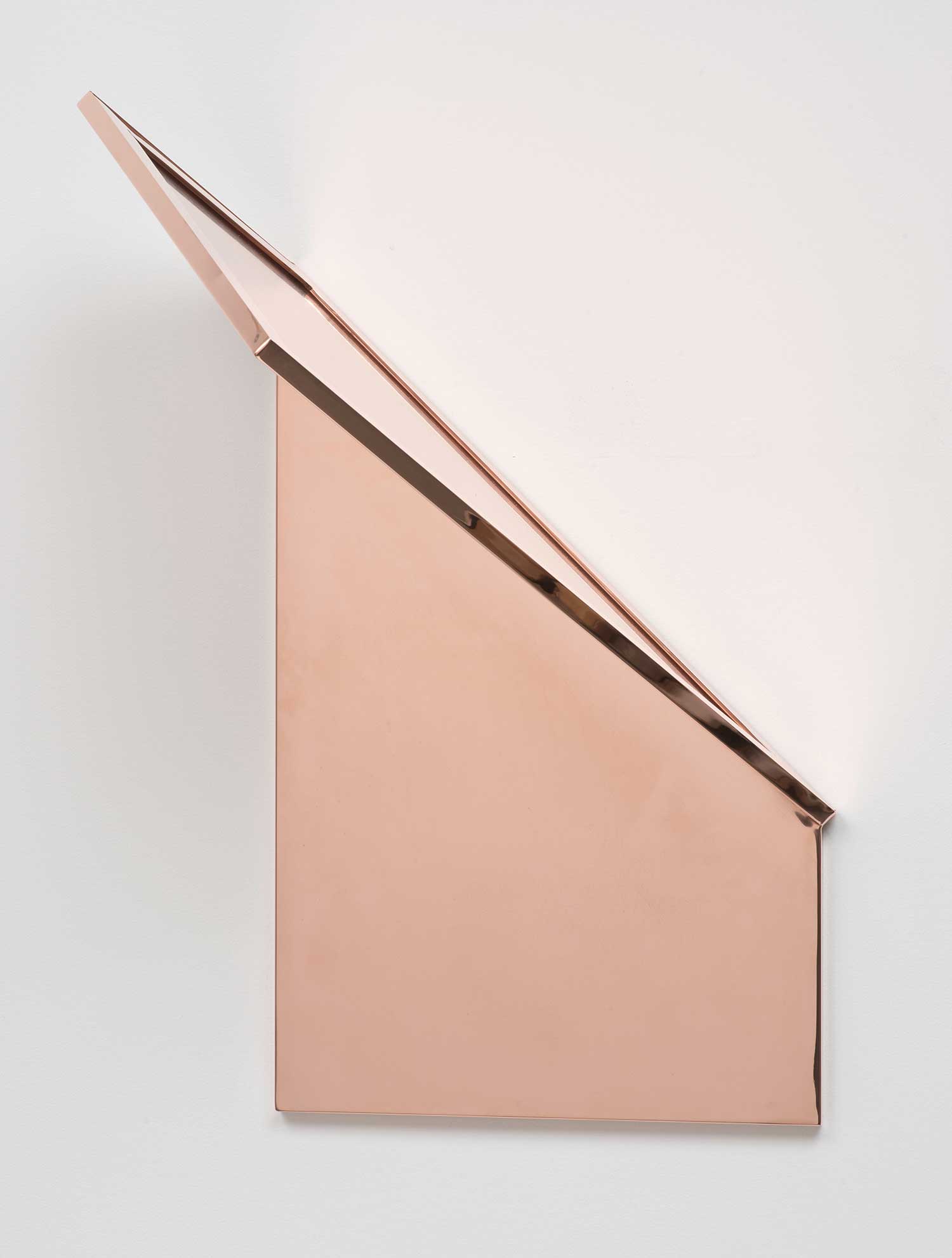 1:4 Scale Copper Surrogate (50/50 Bend, 45Â°/45Â°/90Â°: Febuary 8, 2013â€“, Los Angeles, California), 2013â€“, polished copper, 38.1 x 36.8 x 50.8 cm. Photo: Brian Forrest, courtesy of the artist and Regen Projects, Los Angeles