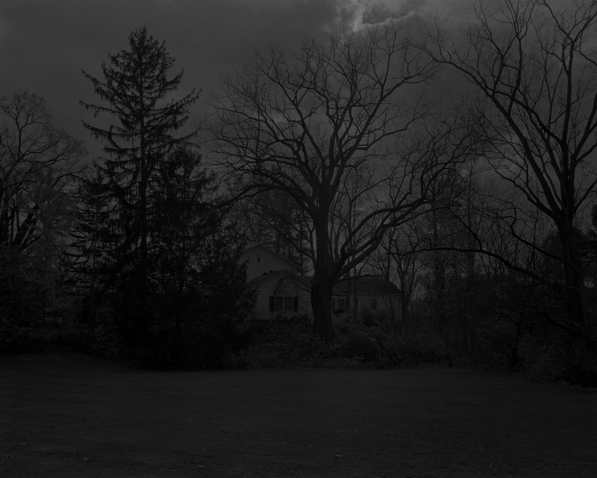 Dawoud Bey, Night Coming Tenderly, Black: Untitled #1 (Picket Fence and Farmhouse), 2017. Gelatin silver print, 111.8 x 139.7 cm. Courtesy Rena Bransten Gallery, San Francisco