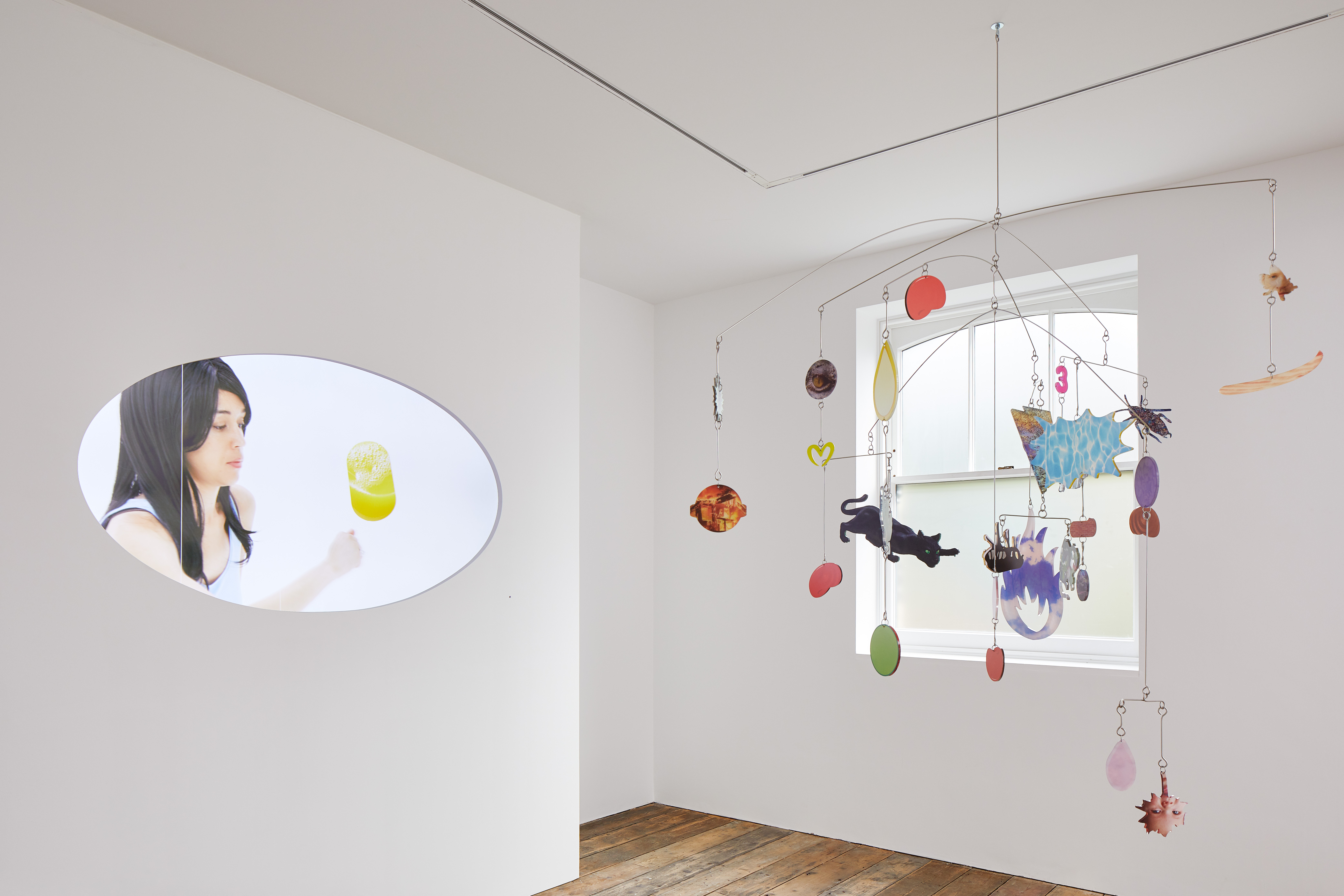 Installation view of KNOCK KNOCK. Pictured: She (2017) and KEEP OUT OF REACH OF CHILDREN (2018) by Danielle Dean. Photo: Andy Stagg