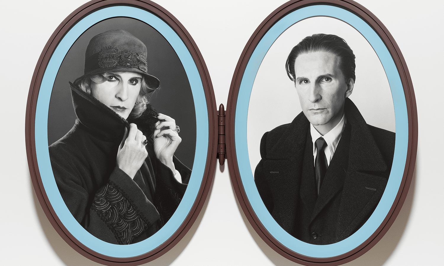 Gillian Wearing (b. 1963, Britain), Me as Madame and Monsieur Duchamp, 2018, bromide prints in articulated frame. © Gillian Wearing, Courtesy of the artist, Maureen Paley, London, Tanya Bonakdar Gallery, New York / Los Angeles, and Regen Projects, Los Angeles