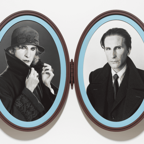 Gillian Wearing (b. 1963, Britain), Me as Madame and Monsieur Duchamp, 2018, bromide prints in articulated frame. © Gillian Wearing, Courtesy of the artist, Maureen Paley, London, Tanya Bonakdar Gallery, New York / Los Angeles, and Regen Projects, Los Angeles
