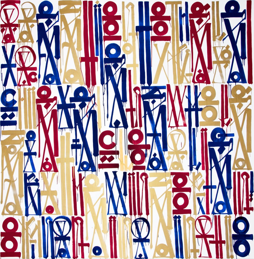Retna, A Destination To The Legacy of Great Achievements. Who Lives Above The Clouds Aligning The Wings Of Manâ€™s Imagination, 2013. Courtesy Maddox Gallery