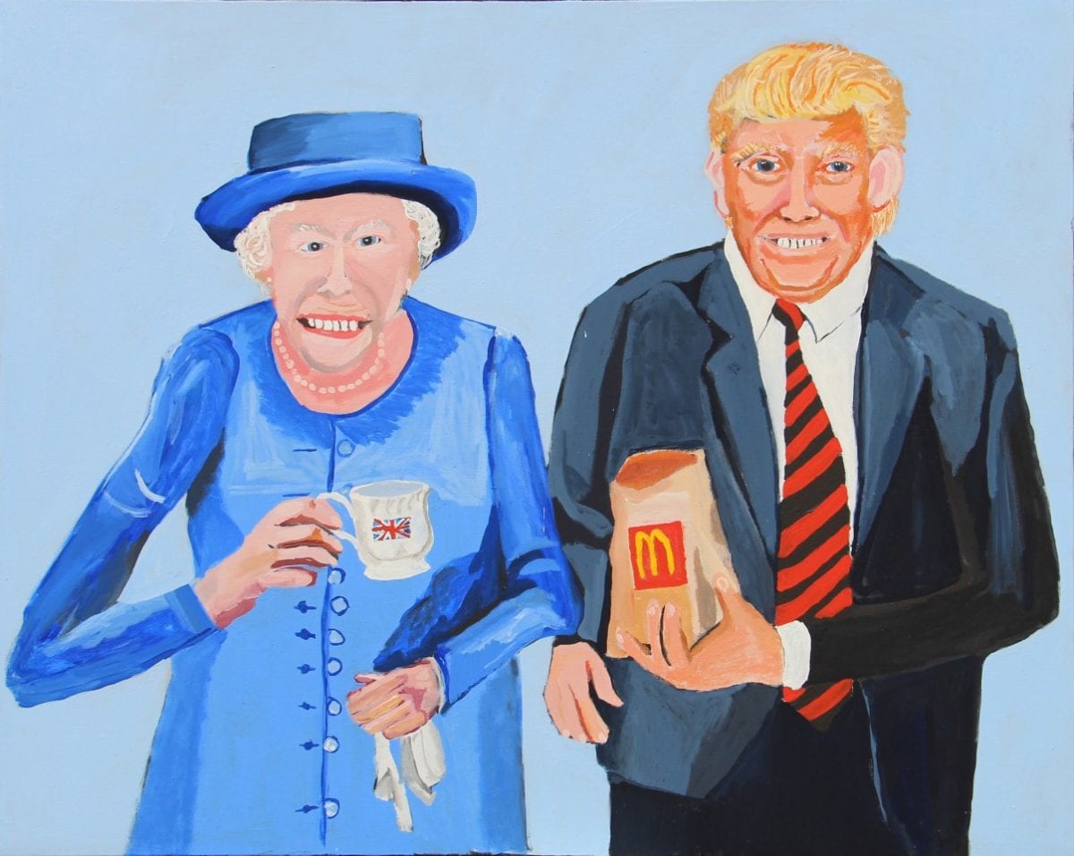 Vincent Namatjira, Queen Elizabeth and Trump, 2018, This Is No Fantasy + dianne tanzer gallery