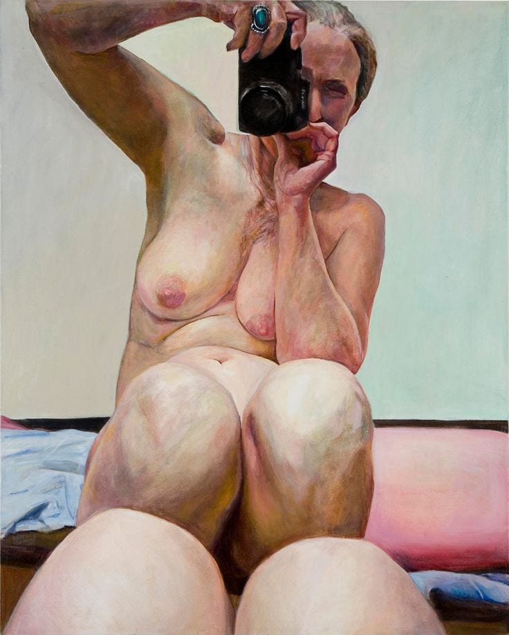 nude portrait selfportrait selfie painting naked woman joan semmel