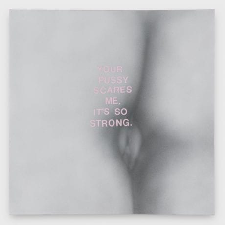 Your Pussy…, 2018. Acrylic on canvas. All images courtesy Betty Tompkins and P.P.O.W, New York