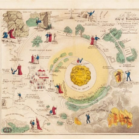 The Pilgrim’s Progress dissected, or a Complete view of Christian’s travels, etc [An engraved coloured jig-saw puzzle with a plain key.] 1790. British Library, London.