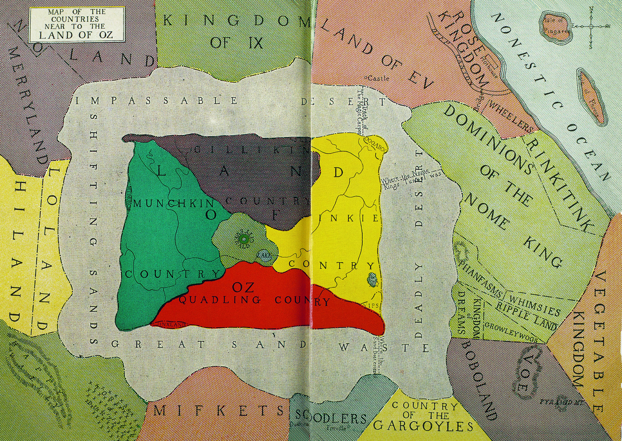 Map of Countries Near to the Land of Oz by John R. Neil from Tik-Tok of Oz by Frank L. Baum. Reilly & Britton: Chicago, 1914. 