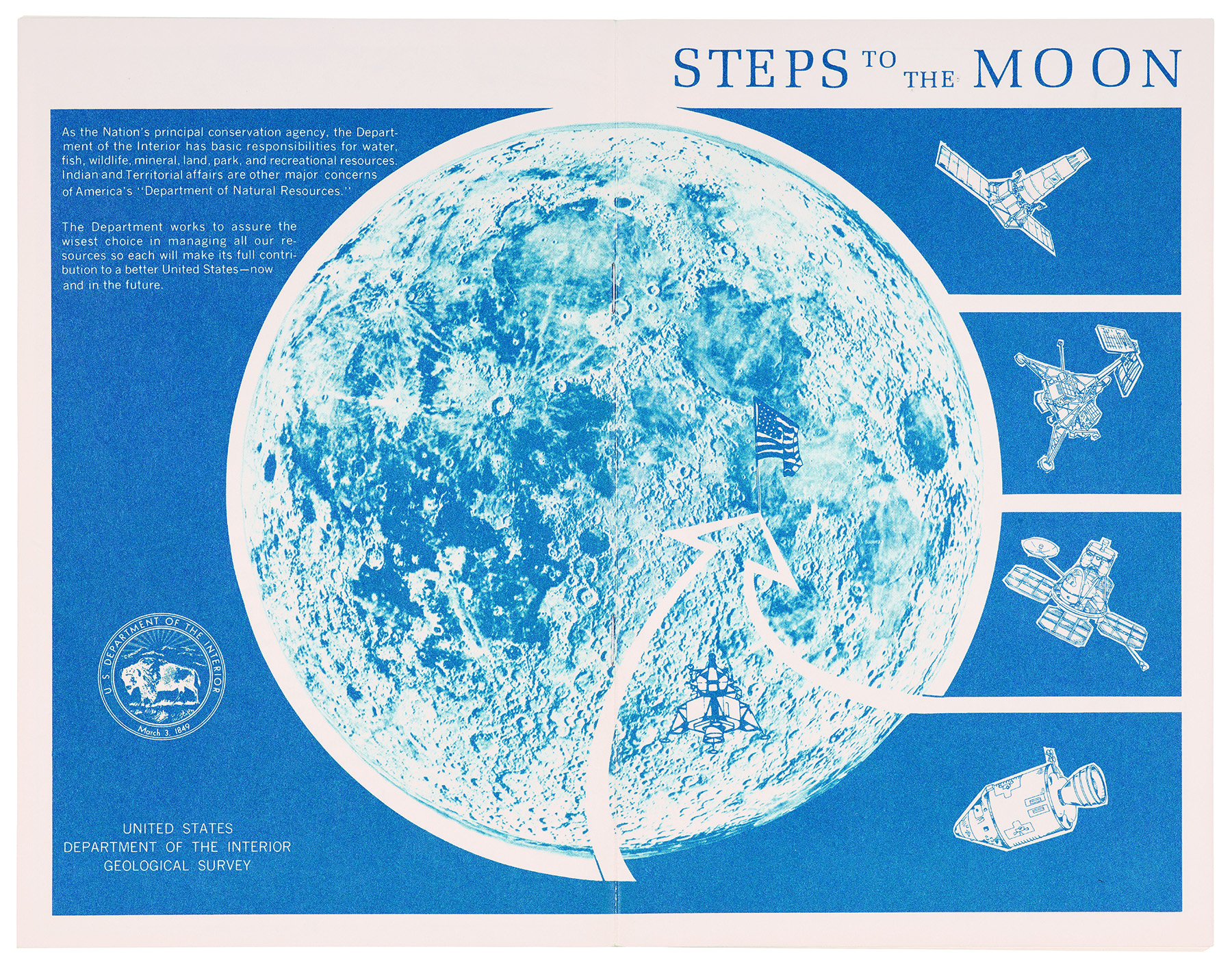 Steps to the Moon by the United States Department of the Interior Geological Survey, from the Apollo Mission 11 information kit, United States Air Force, Aeronautial Chart and Information Centre, ST. Louis, 1969. British Library, London. 