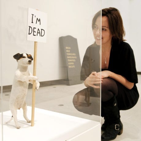 David Shrigley, I’m Dead 2010 at Brain Activity exhibition at Hayward Gallery, Southbank Centre, 2012. Photo by Linda Nylind.