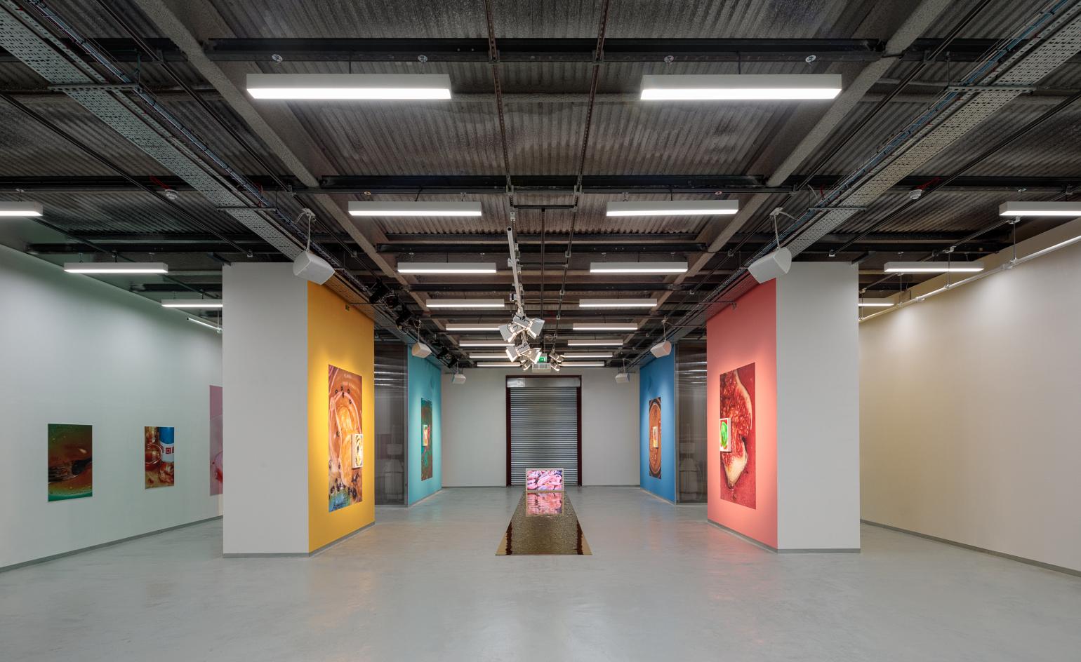 The interior of Elephant West with photographic works by Maisie Cousins. Photography: Dirk Lindner