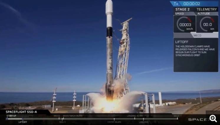 A SpaceX Falcon 9 rocket launched from Vandenberg Air Force Base in California on 3 December. Credit: SpaceX