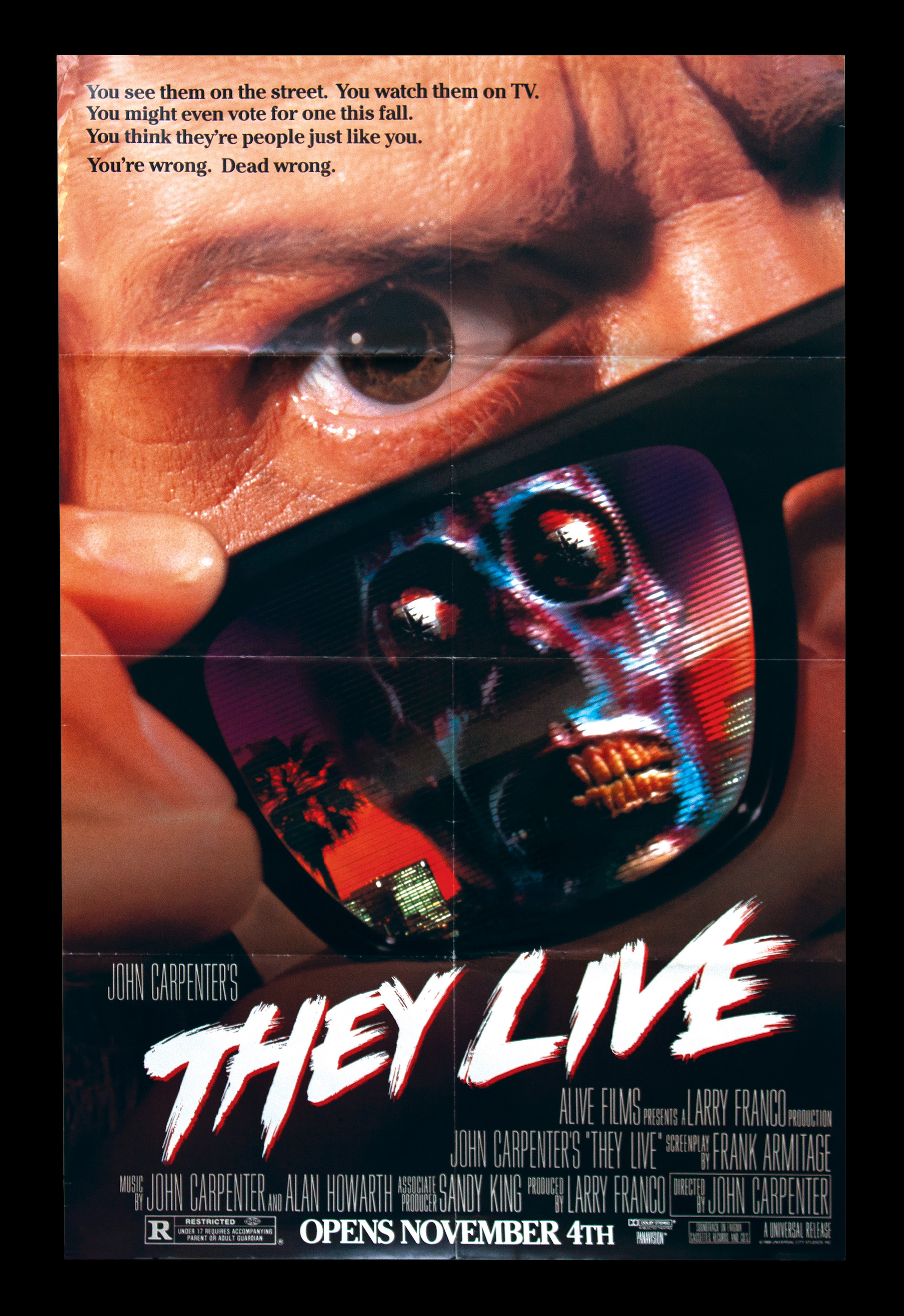 Original They Live Movie Poster - Vintage Movie Poster - John Carpenter,  john carpenter's they live 