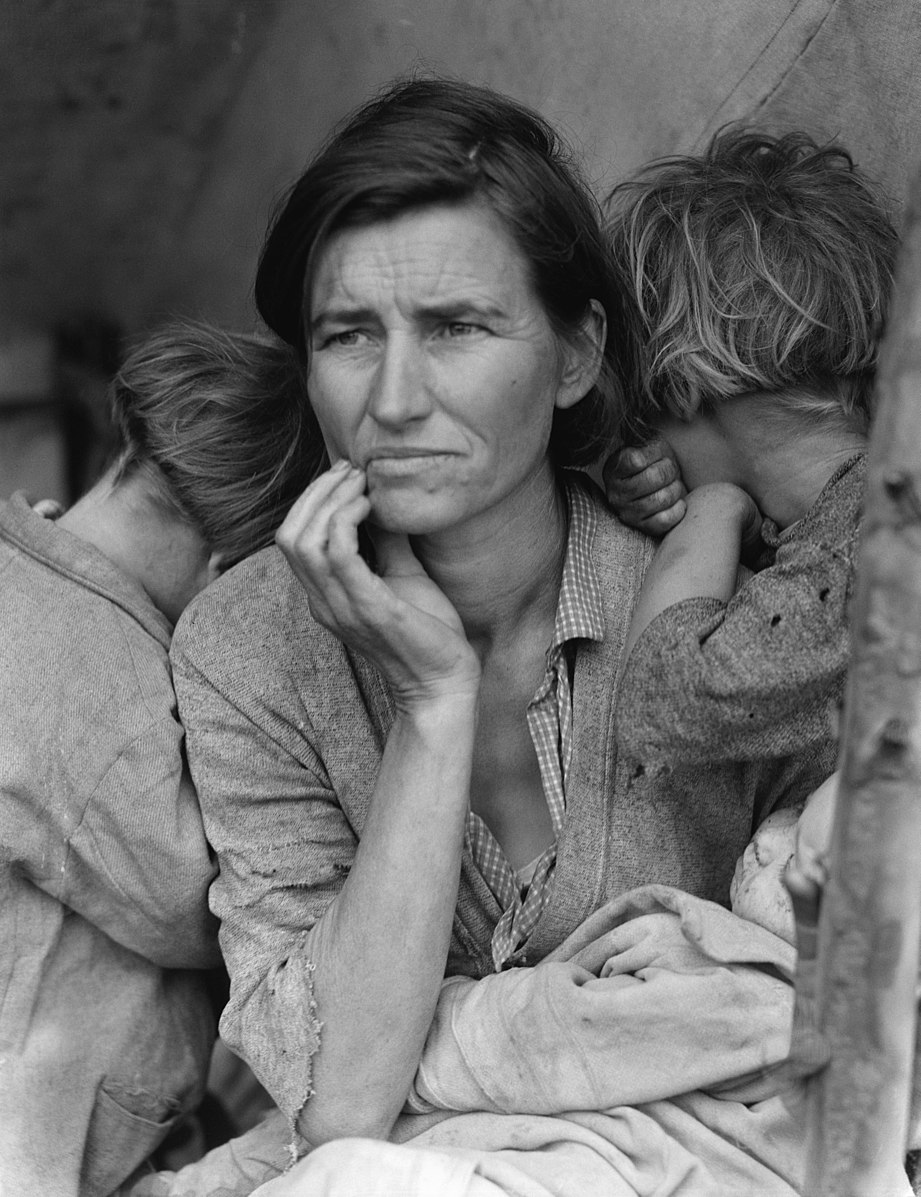 Dorothea Lange. Migrant Mother, Nipomo, California, 1936. Gelatin silver print. The Dorothea Lange Collection, the Oakland Museum of California, City of Oakland, Gift of Paul S. Taylor