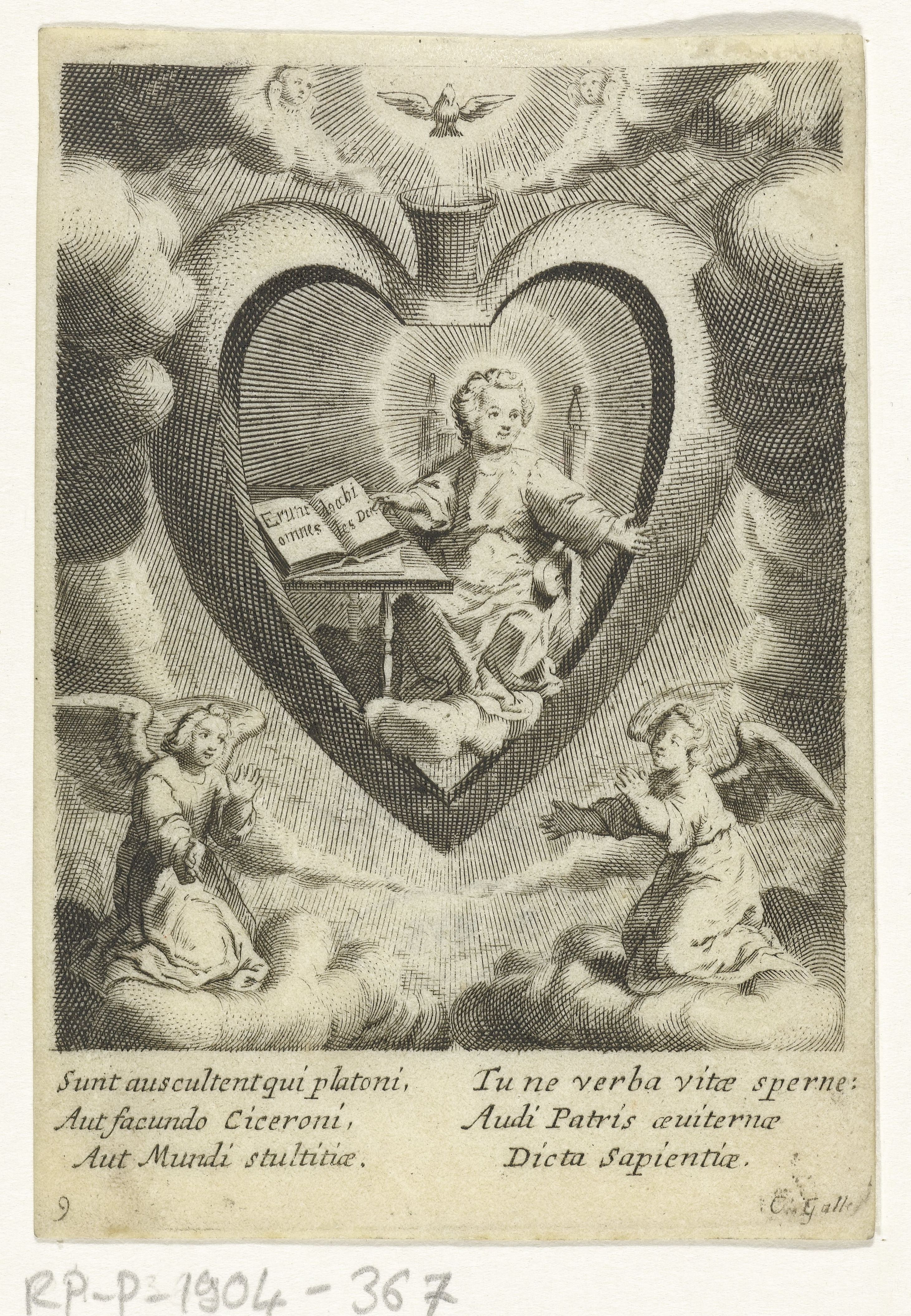 Cornelis Galle (II), Christ Child with book in heart, 1638-78