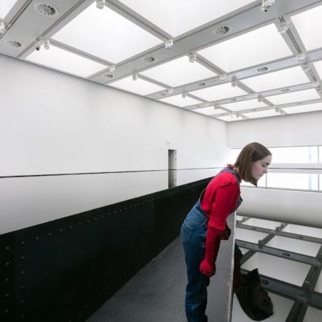 Installation-view-of-Richard-Wilson_-20_50-1987-at-Space-Shifters-©-copyright-the-artist-courtesy-Hayward-Gallery-2018.-Photo_-Mark-Blowe