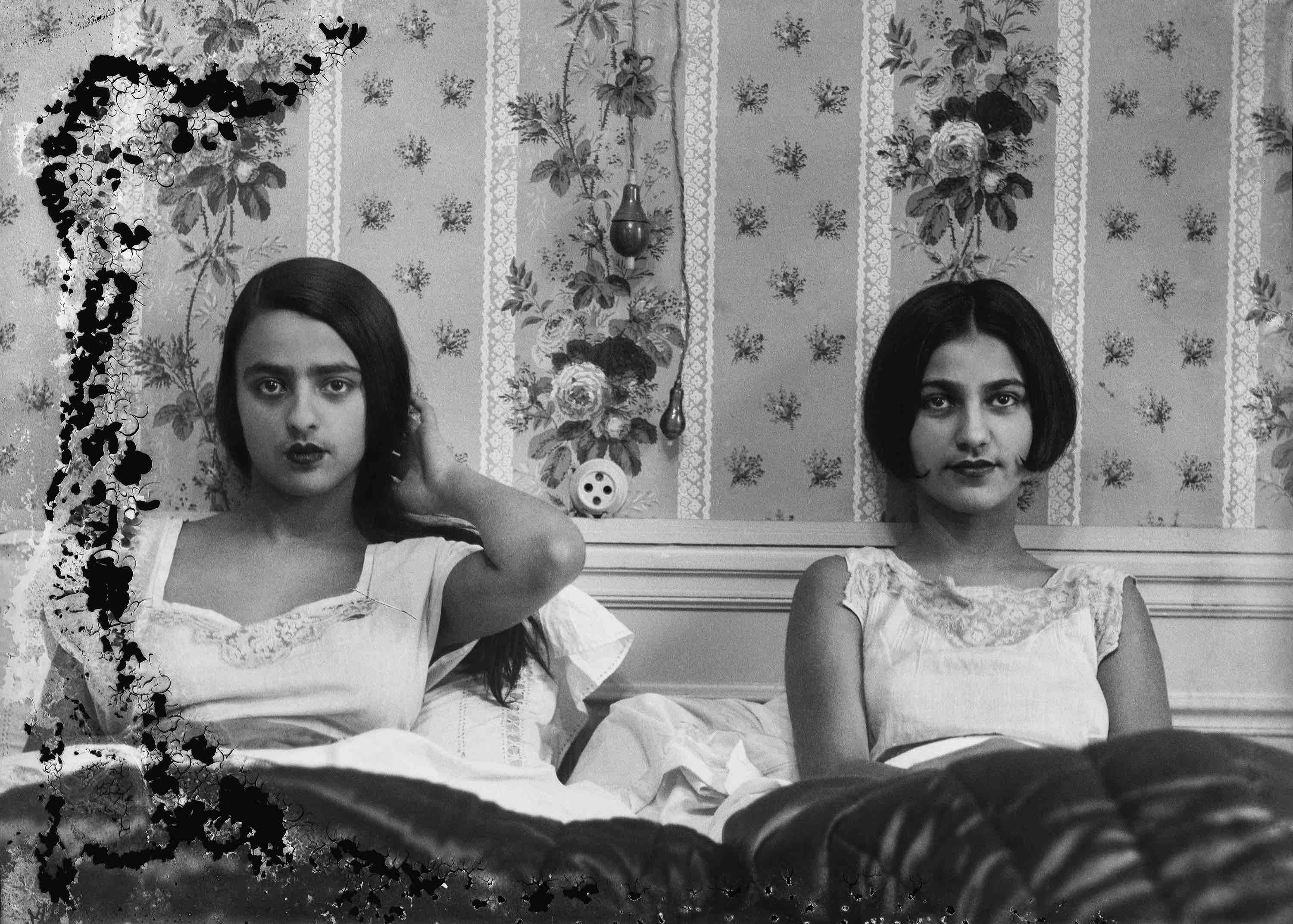 Umrao Singh Sher-Gil Sisters in bed, c1932. Courtesy of PHOTOINK