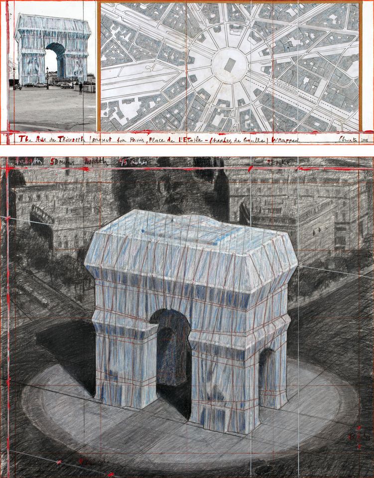Christo's collage The Arc de Triumph (Project for Paris, Place de l'Etoile â€“ Charles de Gaulle) Wrapped (2018)Photo: AndrÃ© Grossmann; Â© 2018 Christo