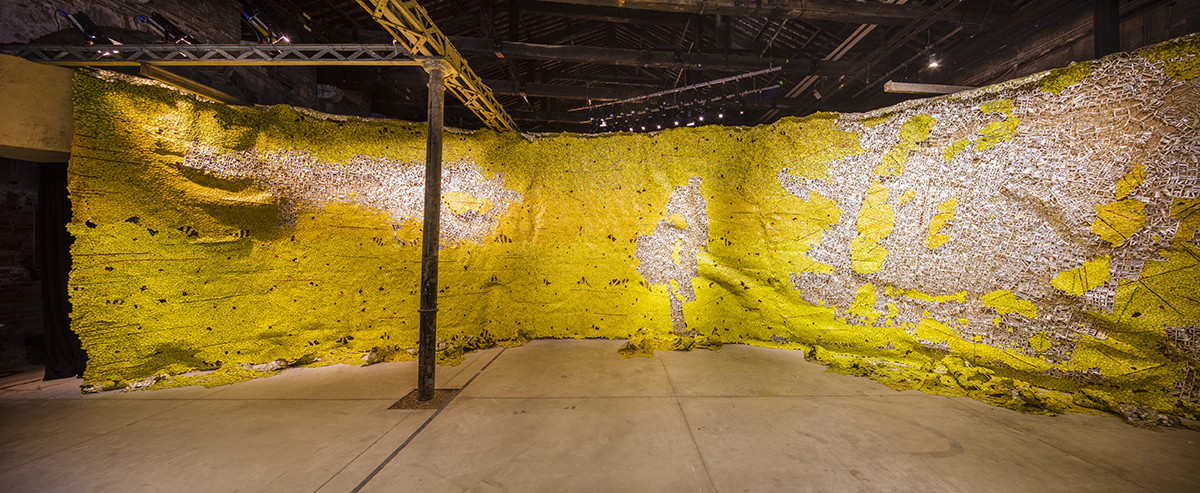 El Anatsui. The Ghana Pavilion, curated by Nana Oforiatta Ayim and designed by David Adjaye, at the 58th Biennale di Venezia. Venice Biennale. Venice, Italy. Photograph by David Levene 6/5/19