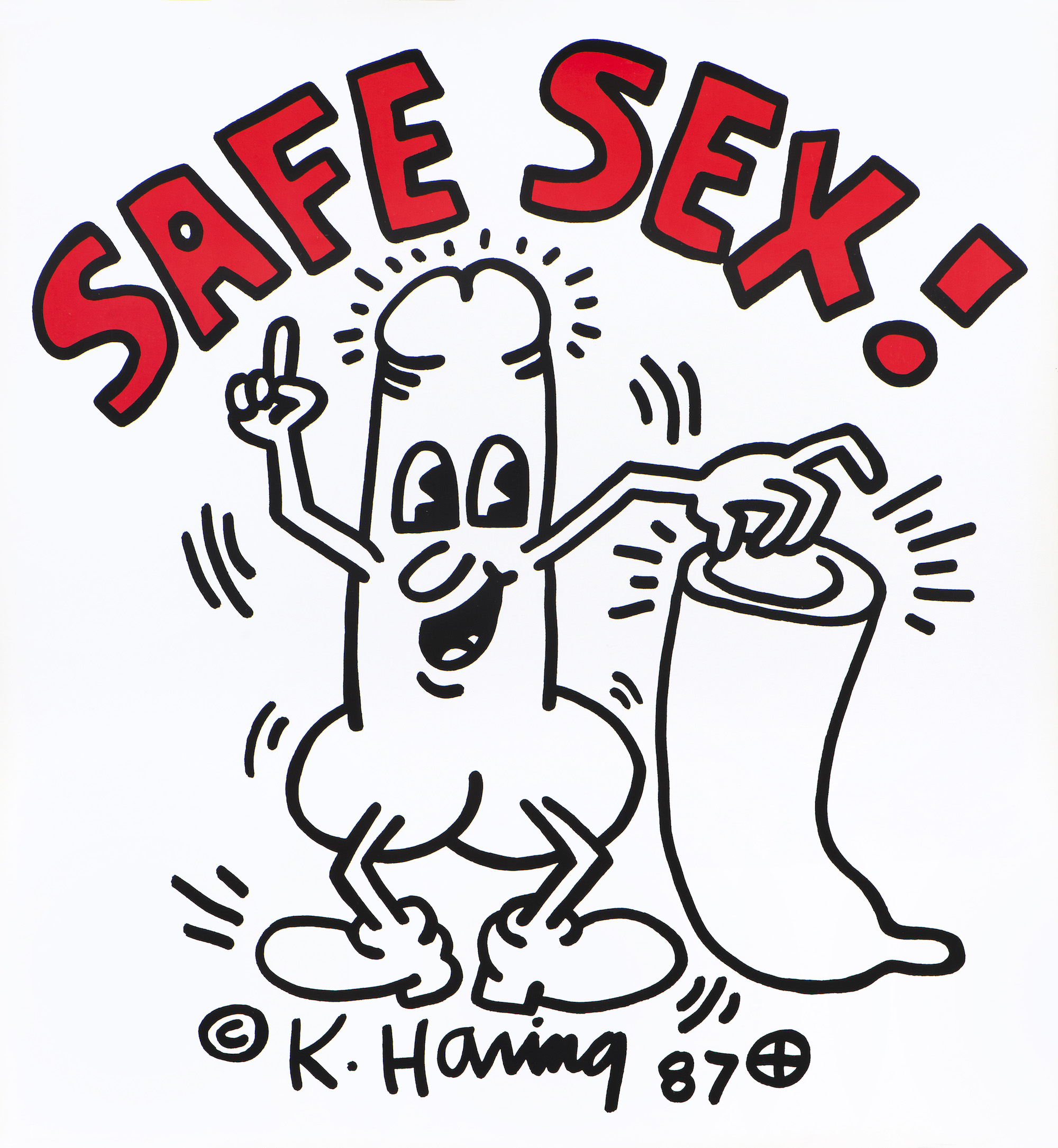 Keith Haring, Safe Sex!, 1987. © Keith Haring Foundation/ Collection Noirmontartproduction, Paris