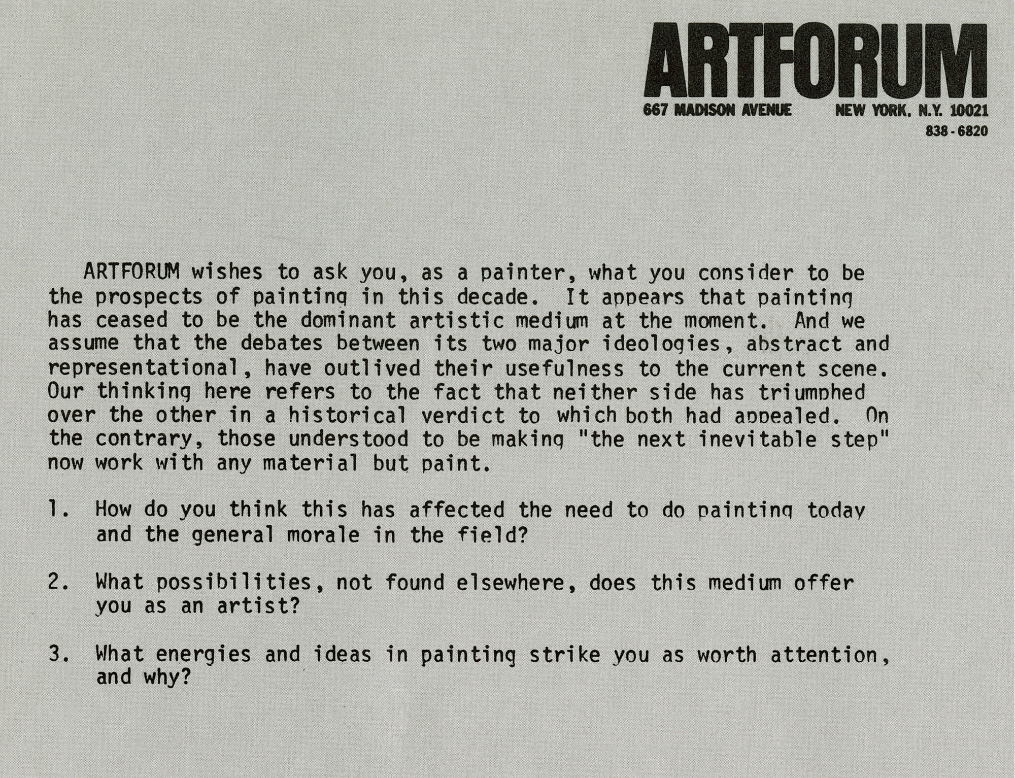 The 1975 Artforum piece