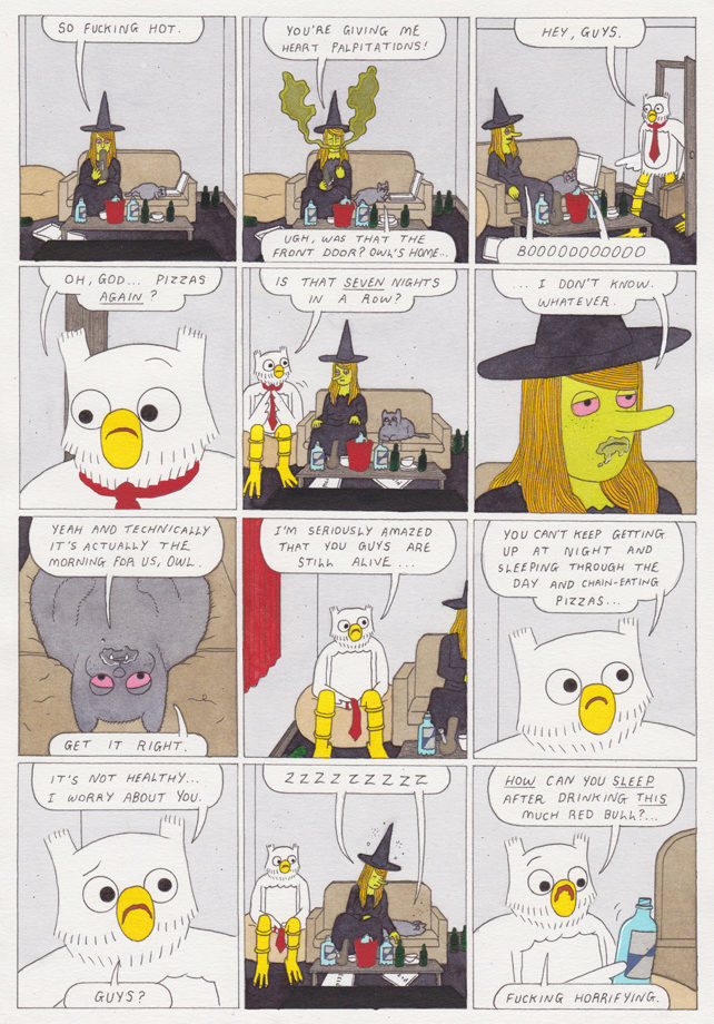 Simon Hanselmann's first Megg, Mogg and Owl comic for Vice