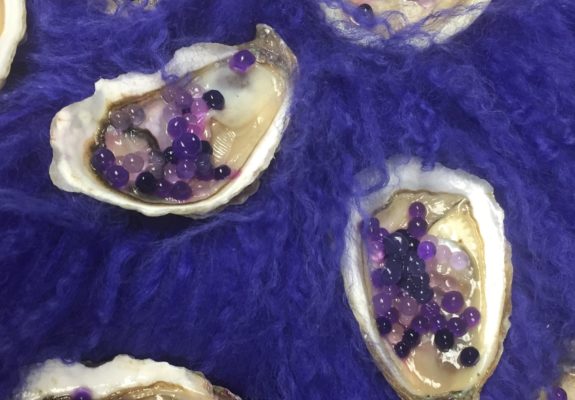 Oysters with agar pearls for KARA photoshoot, November 2018