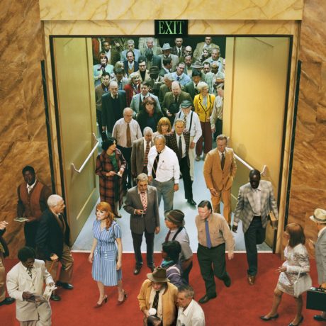 Alex Prager, Crowd #8 (City Hall), 2013. Courtesy Alex Prager Studio and Lehmann Maupin, New York, Hong Kong, and Seoul