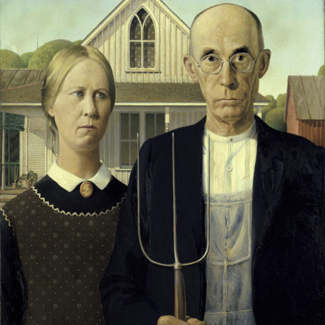 Grant Wood, American, 1891-1942. American Gothic, 1930. The Art Institute of Chicago. Friends of American Art Collection