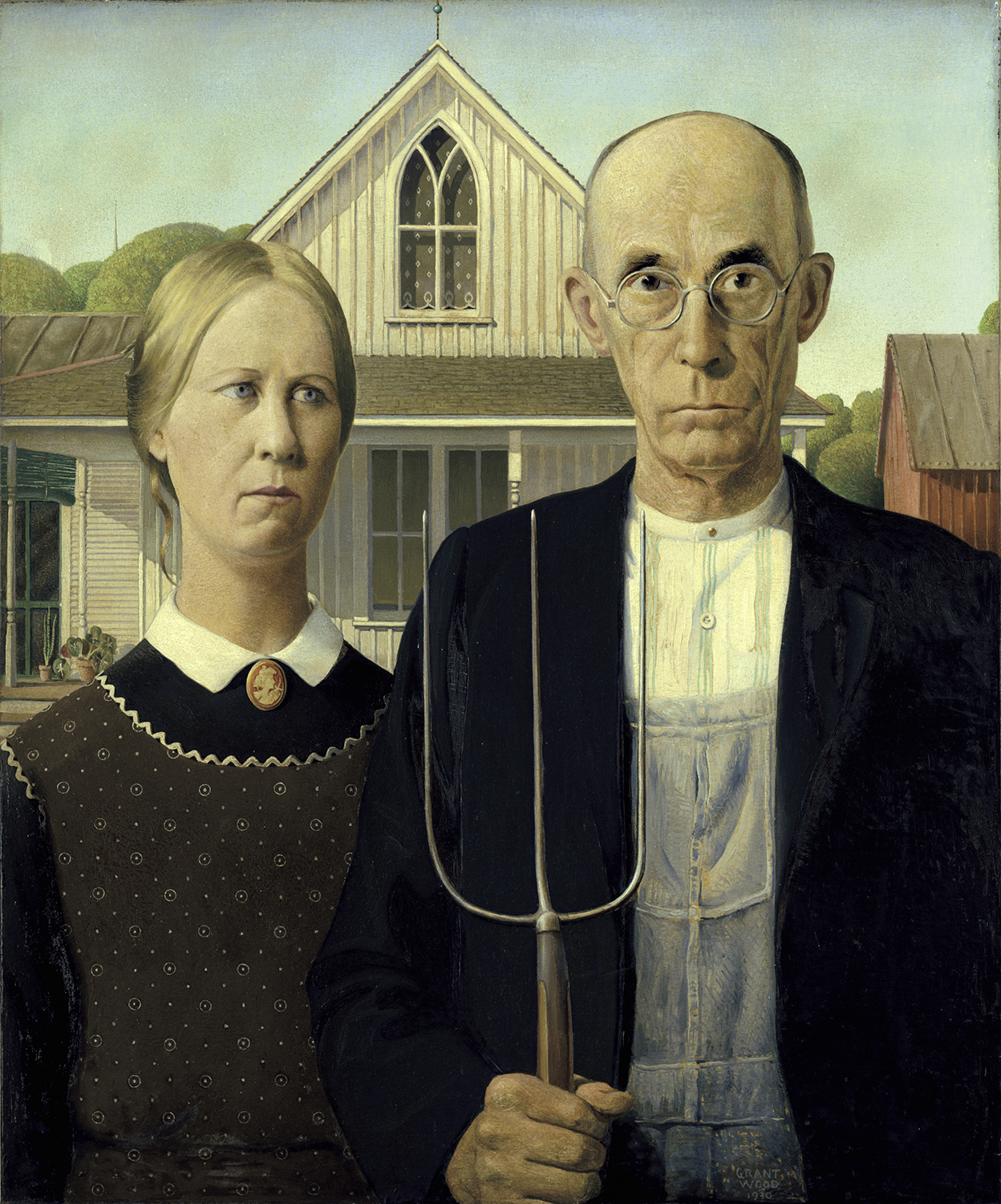 Grant Wood, American, 1891-1942. American Gothic, 1930. The Art Institute of Chicago. Friends of American Art Collection