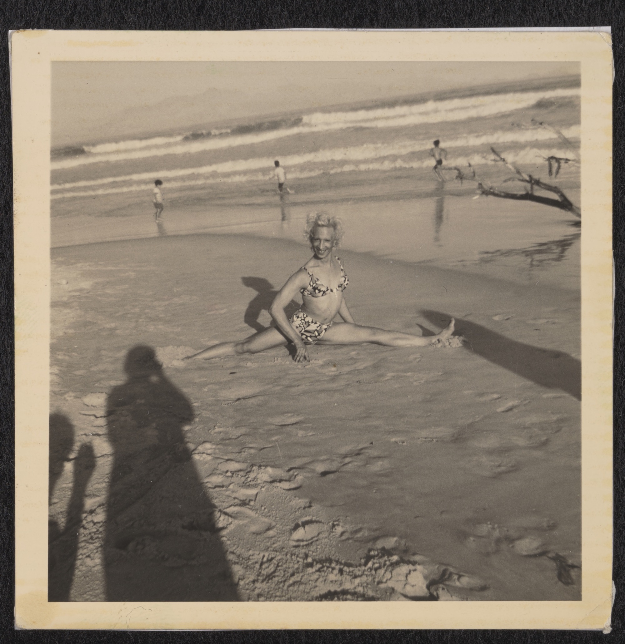 Kewpie Doing a Split at Strandfontein Beach, circa 1975 to 1979