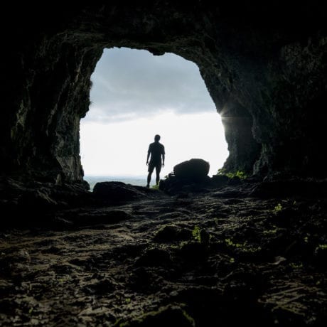 AlanJames Burns at Kesh Caves, Sligo 2017. Photo by Trevor Whelan.