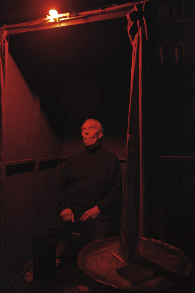 Student in the medium’s cabinet, Arthur Findlay College, England, 2003.