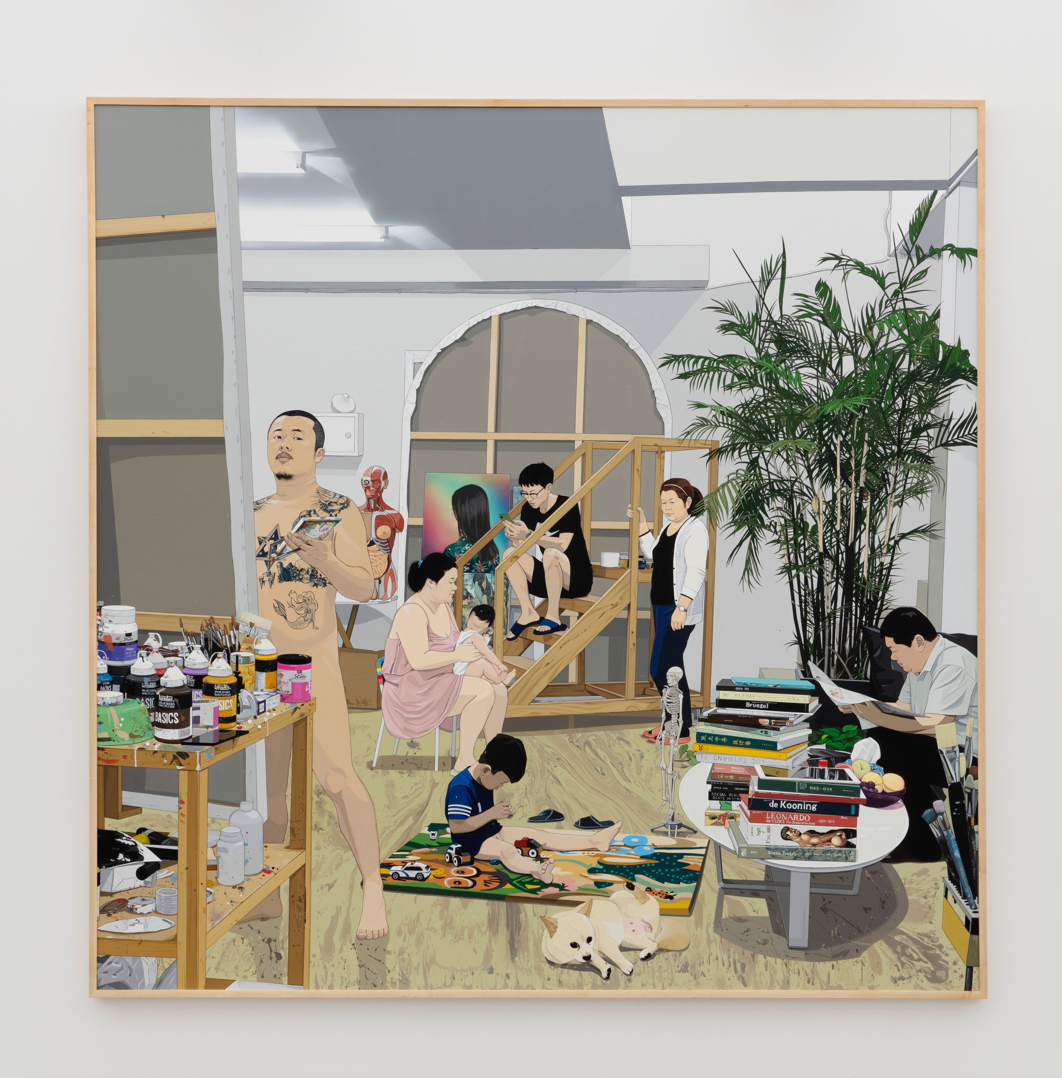 Painter and Family, 2018. Acrylic on linen, 290 x 290 cm. All images courtesy the artist and Perrotin